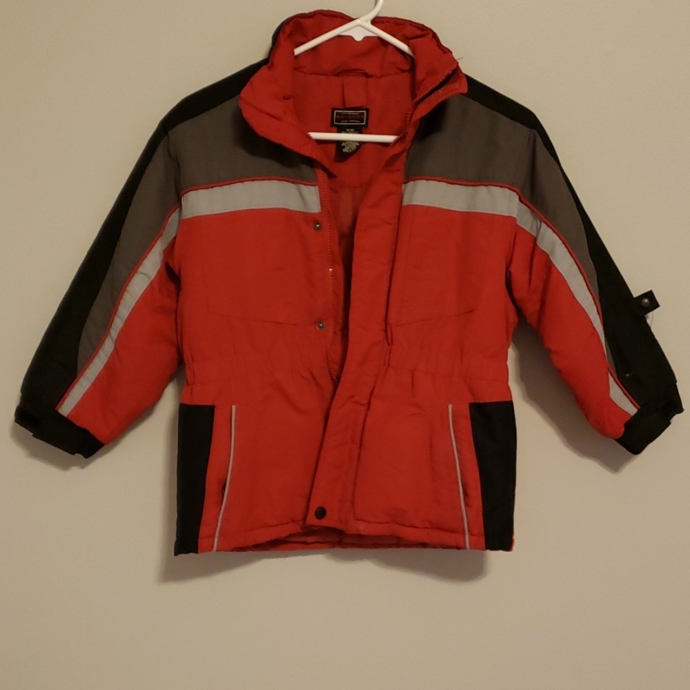 Boys Coat, Arizona, Size Medium, Red/Black/Gray
